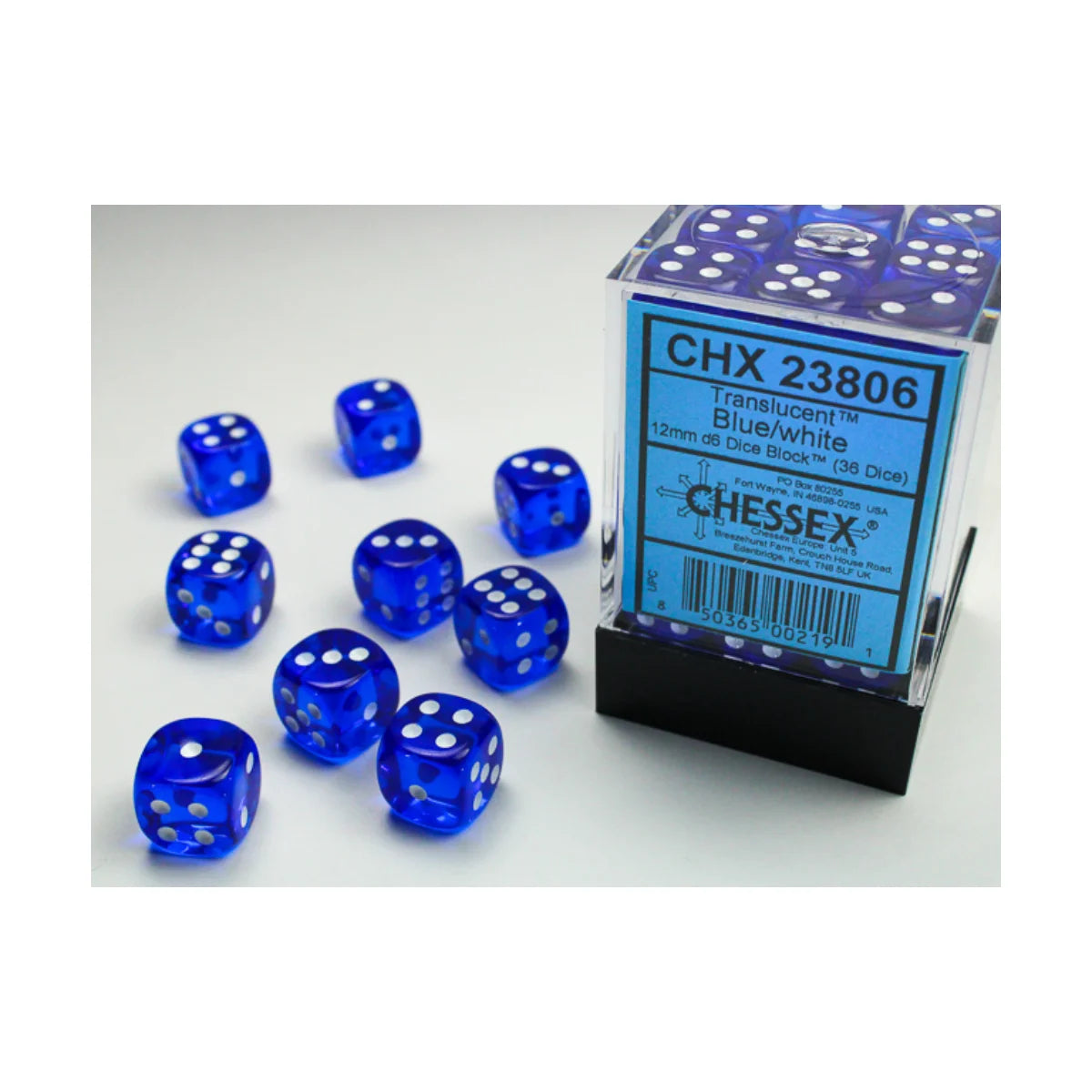 Chessex - 12mm D6 - Dice Block - Translucent Blue/White TCG