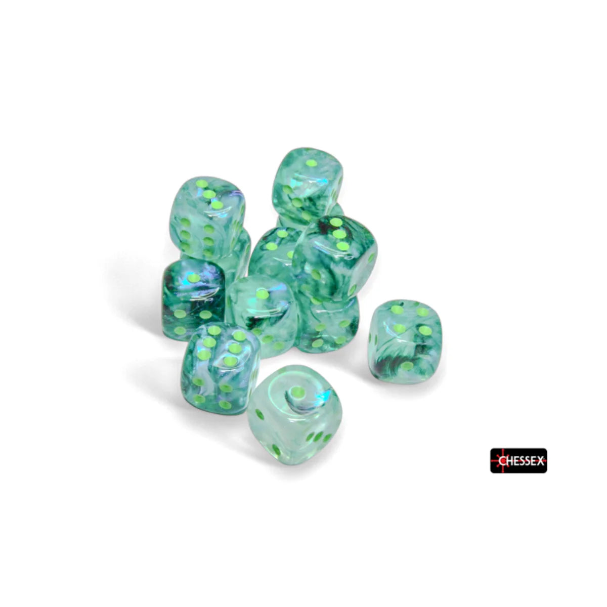 Chessex - 16mm D6 - Dice Block - Borealis Kelp/Light Green
