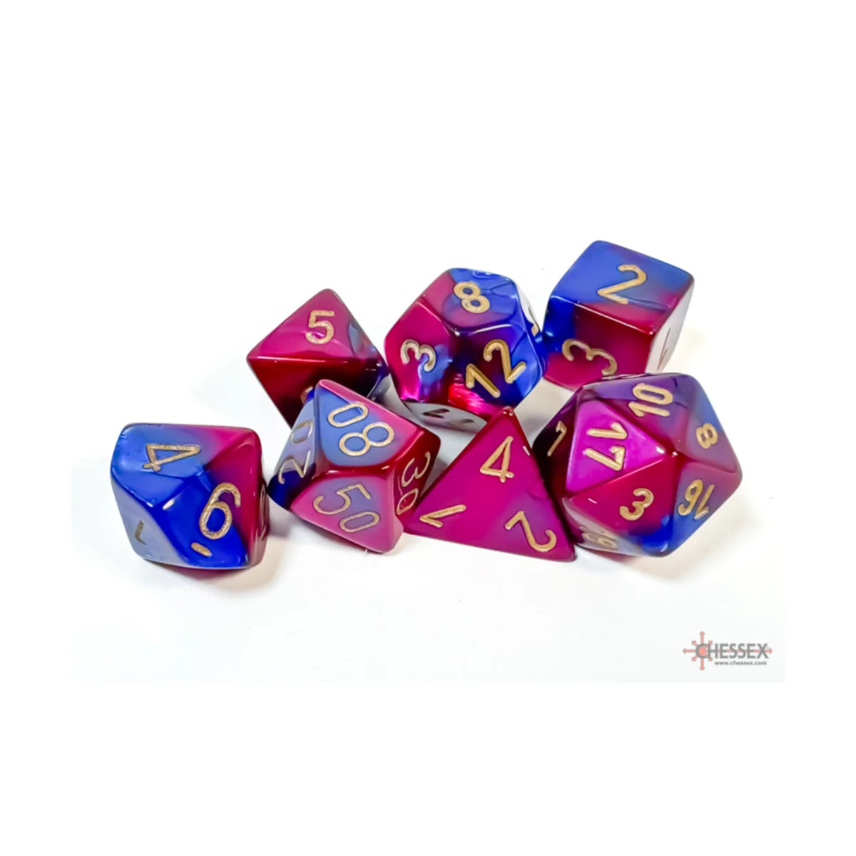 Chessex - 7-Die Set - Gemini Blue-Purple/Gold TCG Zubehör