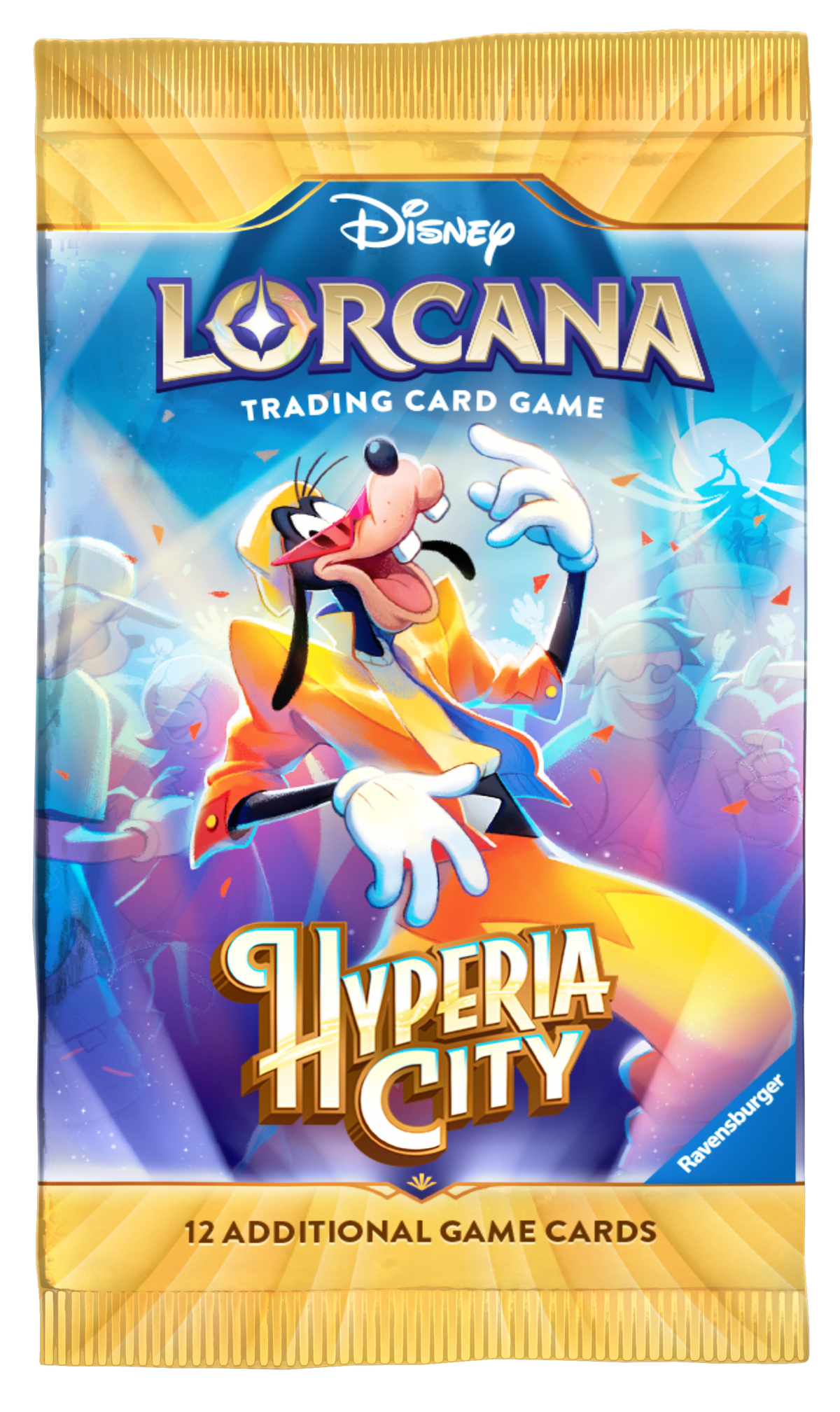 Disney Lorcana Hyperia City (Set 14) Booster - EN – Beispielmotiv Goofy; zufälliges Verpackungsmotiv