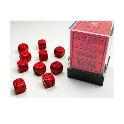 Chessex - 12mm D6 - Dice Block - Opaque Red/Black TCG