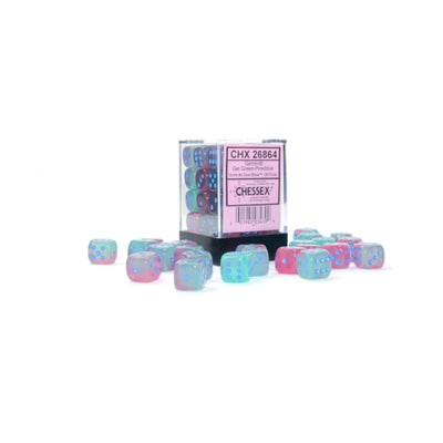 Chessex - 16mm D6 - Dice Block - Gemini Gel Green-Pink/Blue