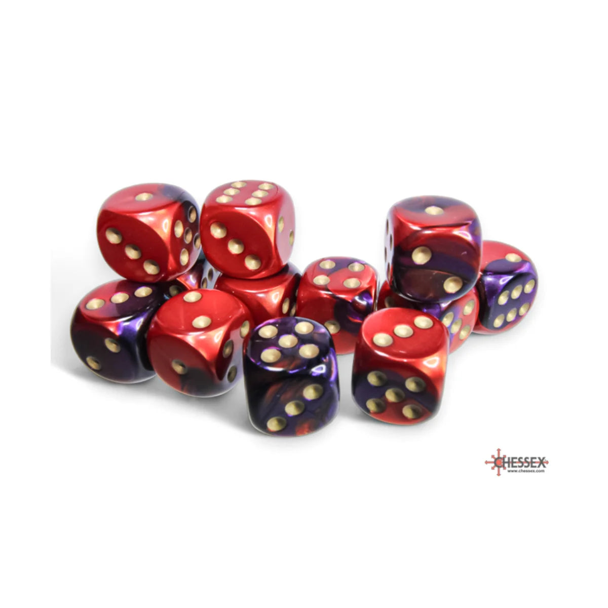 Chessex - 16mm D6 - Dice Block - Gemini Purple-Red/Gold TCG