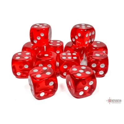 Chessex - 16mm D6 - Dice Block - Translucent Red/White TCG
