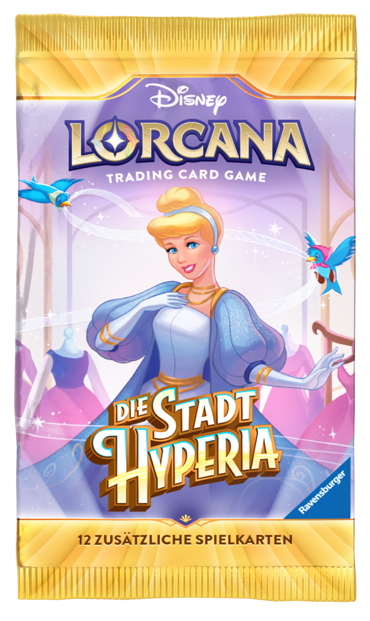 Disney Lorcana Die Stadt Hyperia (Set 14) Booster - DE – Beispielmotiv Cinderella; zufälliges Verpackungsmotiv