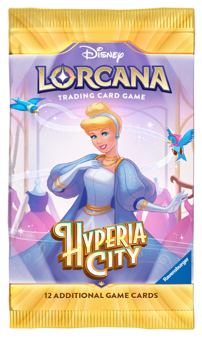 Disney Lorcana Hyperia City (Set 14) Booster - EN – Beispielmotiv Cinderella; zufälliges Verpackungsmotiv