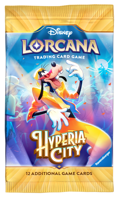 Disney Lorcana Hyperia City (Set 14) Booster - EN – Beispielmotiv Goofy; zufälliges Verpackungsmotiv