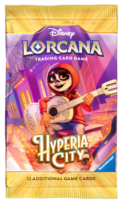 Disney Lorcana Hyperia City (Set 14) Booster - EN – Beispielmotiv Miguel; zufälliges Verpackungsmotiv