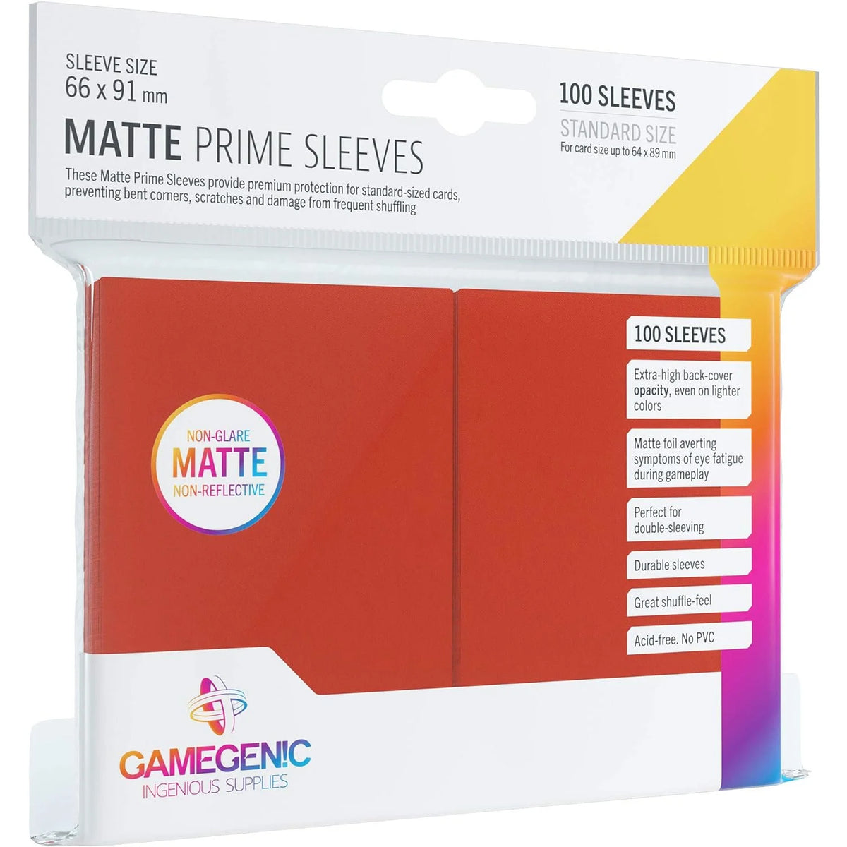 Gamegenic - Matte Prime Sleeves - Standard Size Red TCG